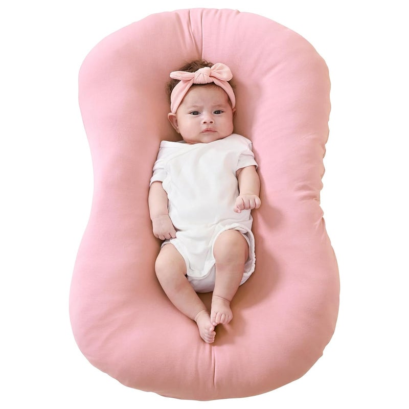 FUNUPUP Rayon Derived from Bamboo Baby Lounger Cover Compatible with Snuggle Me Lounger, Infant Lounger Pillow Cover for Newborn, Removable Elastic Newborn Lounger Cover,Cover Only,Pink - Image 1